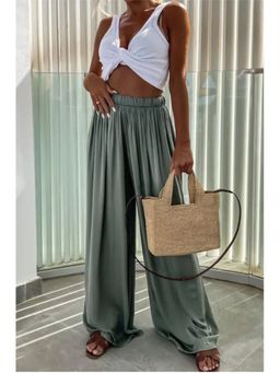 Outzidr - Green Elasticated Waist Straight Trouser