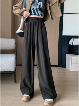 Outzidr - Black Wide Leg Elasticated Pant