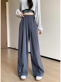 Outzidr - Grey Wide Leg Elasticated Pant