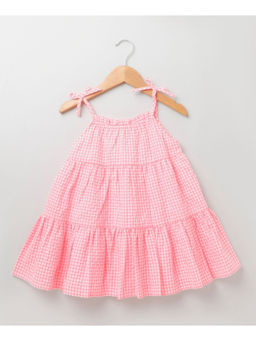 SWEETLIME BY AS - Singlet Sleeves Pull Neon Checks Dress - Neon Pink.