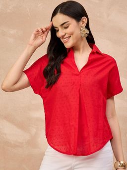 Gahan - Womens Self Design Shirt Collar Regular Top