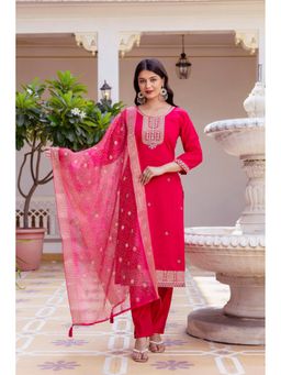 Gahan - Embroidered Chanderi Straight Kurta with Pant & Dupatta