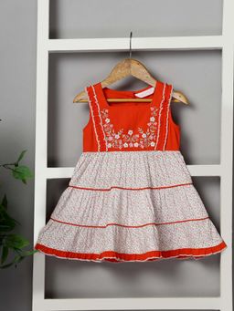 Budding Bees - Red Printed A-Line Fit Dress