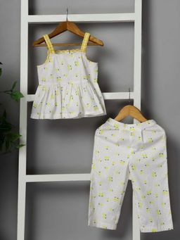 Budding Bees - Yellow Printed Comfortable Fit Top and Pant (Set of 2)