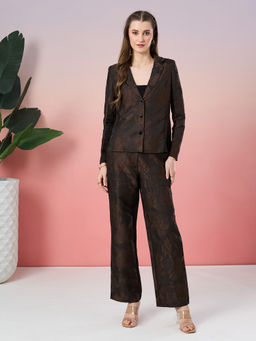 Latin Quarters - Women'S Brown Self Design Full Sleeve Co-Ord Set