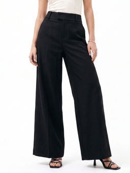 Outzidr - Black High Waisted Solid Trouser