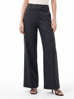 Outzidr - Grey High Waisted Solid Trouser