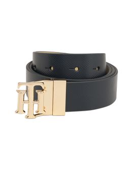 Tommy Hilfiger - Womens Leather Reversible Belt Aizen - Navy Blue & Ecru