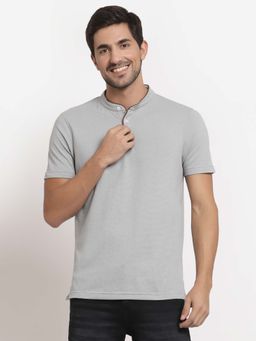 Club York - Men Grey Henley Neck T-Shirt