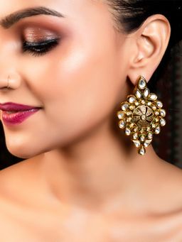 AG'S - Anupama Antique Texture Gold Plated Kundan Earrings