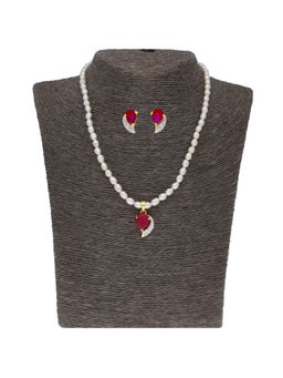 Sri Jagdamba Pearls - Red Drop Pearl Necklace Set