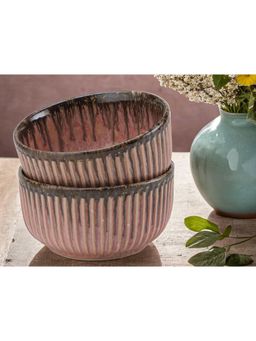 BODHI HOUSE - Salmon Pink Reactive Glaze Ceramic Serving Bowl - 850 ml Each