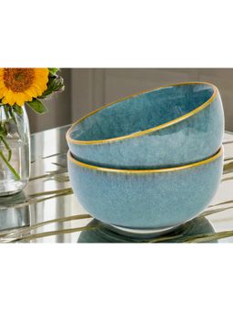 BODHI HOUSE - Ocean Green Reactive Glaze Ceramic Serving Bowl - 1000 ml Each