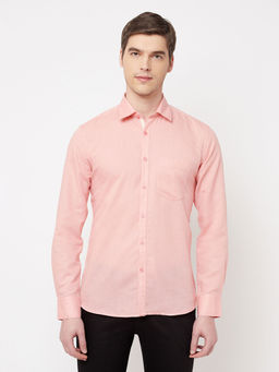 CRIMSOUNE CLUB - Mens Pink Solid Linen Shirt
