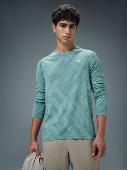 Technosport - Men Jacquard Slim Fit Round Neck Sports T-Shirt with Double Cool