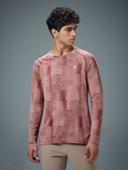 Technosport - Men Jacquard Slim Fit Round Neck Sports T-Shirt with Double Cool