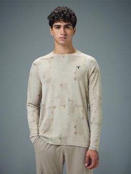 Technosport - Men Jacquard Slim Fit Round Neck Sports T-Shirt with Double Cool