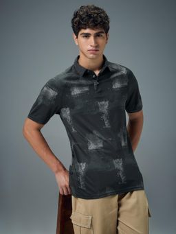 Technosport - Men Printed Slim Fit Polo Sports T-Shirt with Technocool+