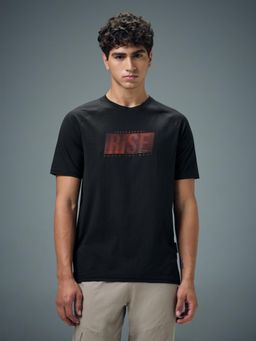 Technosport - Men Typography Printed Slim Fit Round Neck Sports T-Shirt with Cotflex