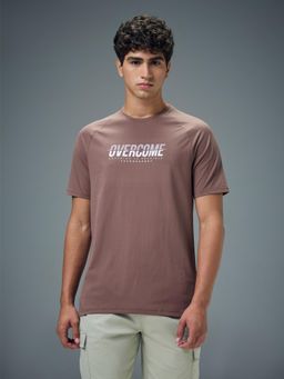 Technosport - Men Typography Printed Slim Fit Round Neck Sports T-Shirt with Cotflex