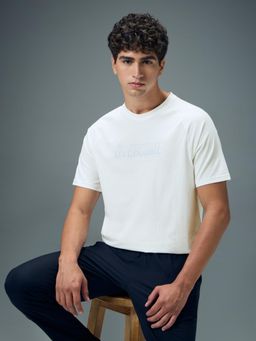 Technosport - Men Typography Printed Slim Fit Round Neck Sports T-Shirt with Cotflex