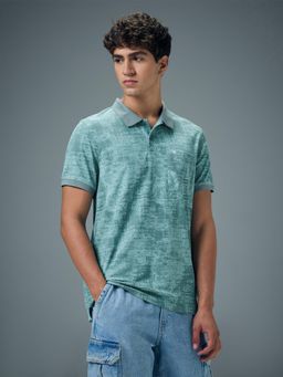 Technosport - Men Printed Slim Fit Polo Sports T-Shirt with Matpiq