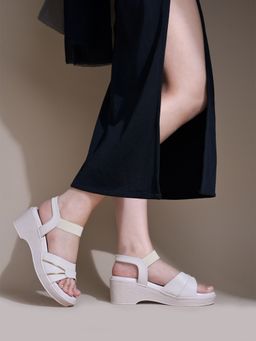 Shoetopia - Elegant Cream Block Sandals for Girls