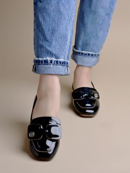 Shoetopia - Bow Detailed Black Marry Janes Ballerina for Girls