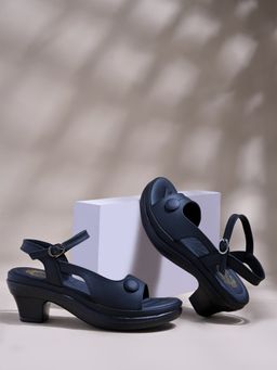 Shoetopia - Orthopaedic Doctor Sole Black Sandal Heels For Girls