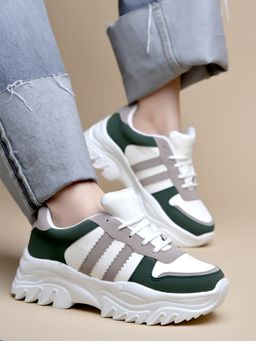 Shoetopia - Smart Casual Comfortable Green Sneakers For Girls