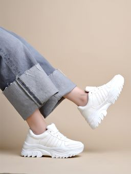 Shoetopia - Smart Casual Comfortable White Sneakers For Girls