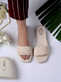Shoetopia - Smart Casual Cream Flats For Girls