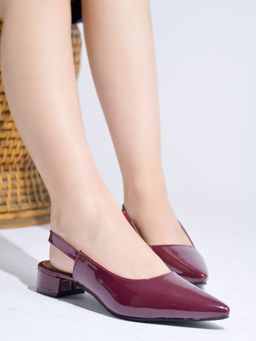 Shoetopia - Solid Pointed Toe Red Mules For Girls