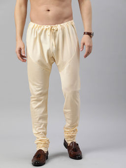 Manthan - Cream Art Silk Solid Churidar