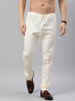 Manthan - Ivory Art Silk Solid Churidar