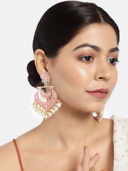 Laida - Pink & Gold-Plated Handcrafted Enamelled Chandbalis