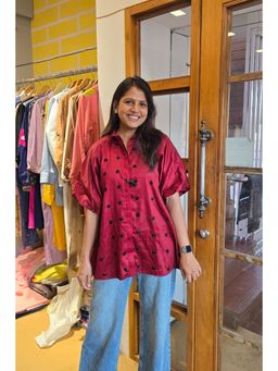 Pink Tree - Red Starry Light Embellished Shirt