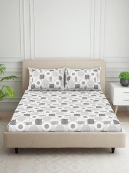 Welspun - Harmony Polycotton 120Tc Geometric Double Bedsheet with 2 Pillow Covers