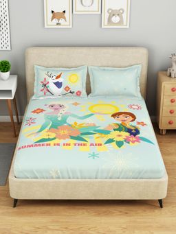 SPACES - Disney Frozen 100% Cotton 132Tc Large Kids Bedsheet with 2 Pillow Covers