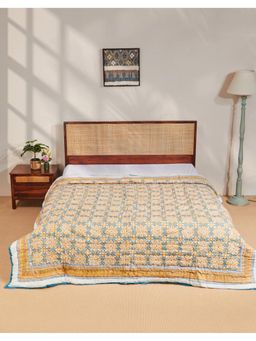 Fabindia - Teal Nafisa Cotton Hand Block Printed Quilt