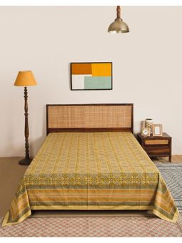 Fabindia - Yellow Nafisa Cotton Hand Block Printed Bed Cover