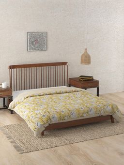 Fabindia - Yellow Ihania Cotton Hand Block Printed Quilt