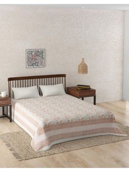 Fabindia - Red Vardaniya Cotton Hand Block Floral Bed Cover