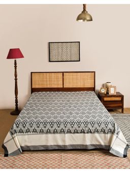Fabindia - Grey Nehal Ikat Cotton Bed Cover