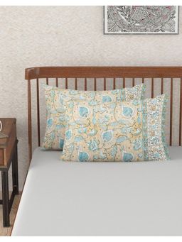 Fabindia - Beige Hand Block Printed Cotton 2 Pillow Covers