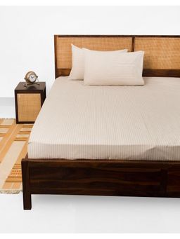 Fabindia - Beige Nile Cotton King Bed Sheet with 2 Pillow Covers