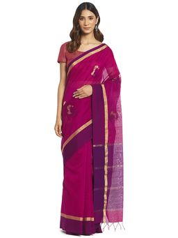 Fabindia - Magenta Chanderi Cotton Silk Sari