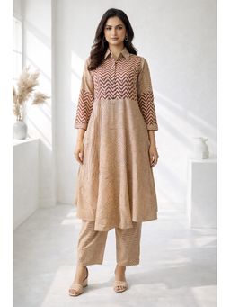 Autumnlane - Women Surbhi Stripes Printed Kurta with Pant- Beige