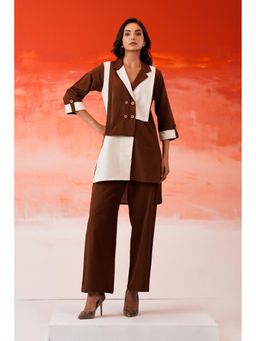 Autumnlane - Women Colorblock Printed Co-Ord Set- Brown