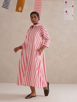Cyan - Gulabi Dhari Hand Block Print Shirt Dress